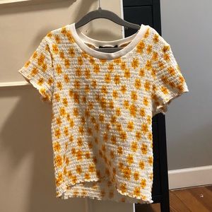 Cute cropped orange floral forever 21 top